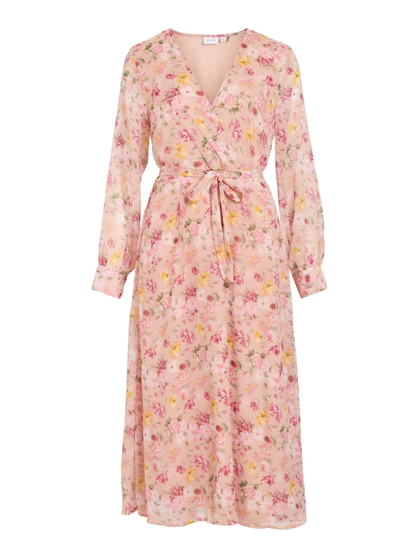 Vifalia V-Neck L/S Midi Dress - Noos/DC, Misty Rose, 18