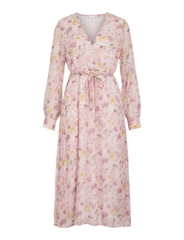 Vila Midi Dress VIFALIA Long Sleeved 40, Misty Rose, 40