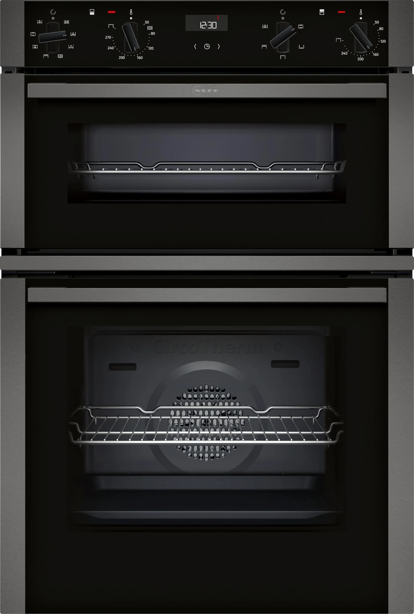NEFF, N50, U1ACE2AG3B, 60cm Built-in Double Oven with CircoTherm, Easy Clean and LCD display in Graphite-Grey