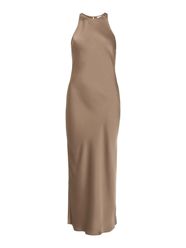 Vila Women's Viravenna S/L Ankle Dress-Noos/Dc, Fossil, 10