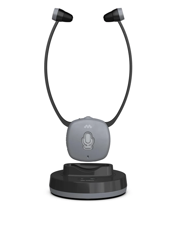 Meliconi Easy Audio Wireless Digital TV Headset, Steto Model with Optical Input, Ambient Microphone, Adjustable Volume, Charging Base, Range 20 m, Balanced Audio for TV