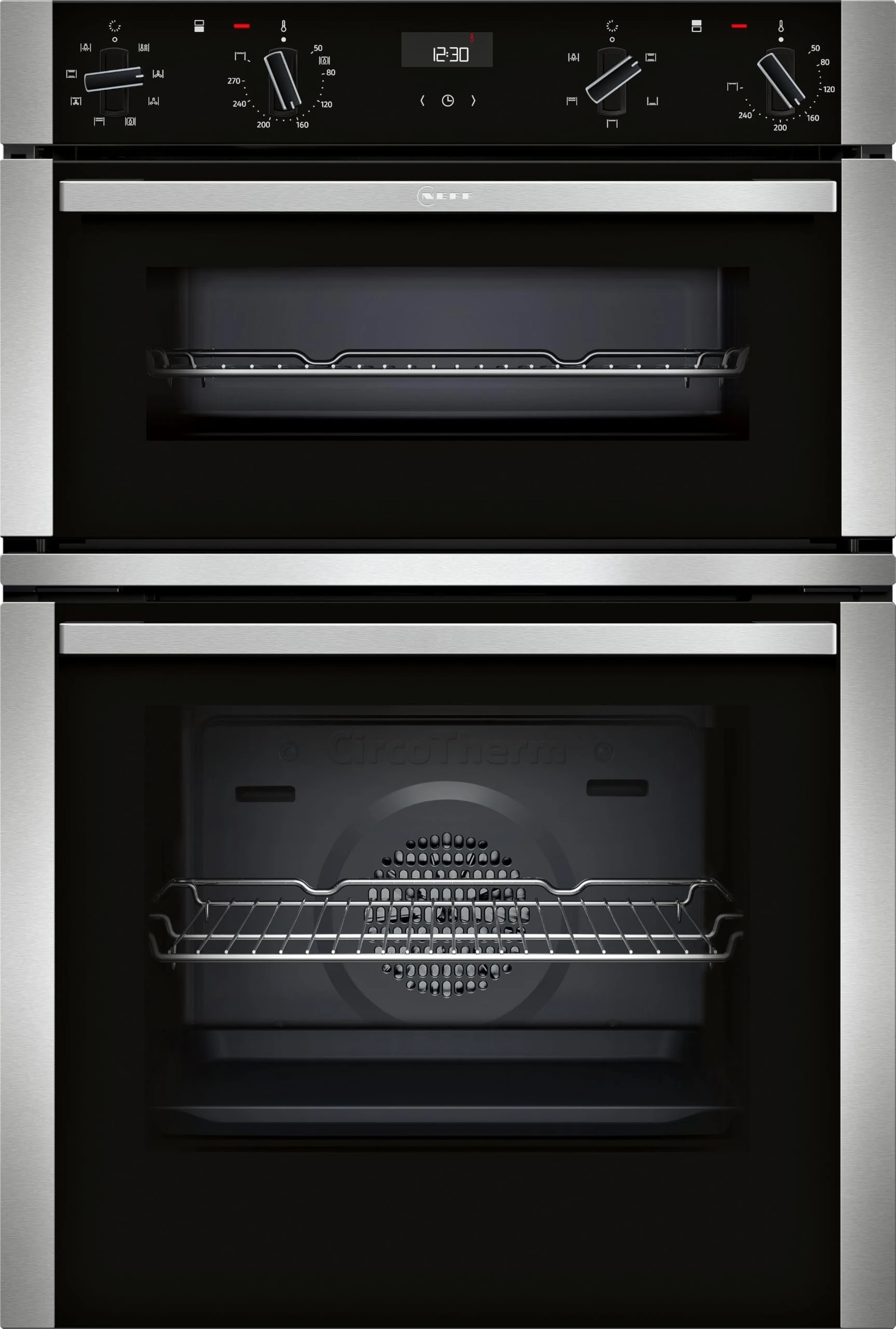 NEFF, N50, U1ACE2AN3B, 60cm Built-in Double Oven with CircoTherm, Easy Clean and LCD display in Stainless steel