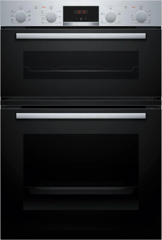 Bosch, Series 4, MBA533BS3B, 60cm Built-in Double Oven with 3D Hotair, EcoClean Direct, LED-display control and Pop-out knobs in Stainless steel