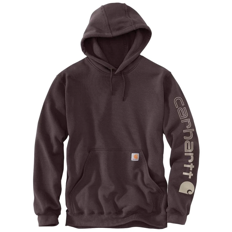 Carhartt Men's Loose Fit Midweight Logo Sleeve Graphic Sweatshirt, Dark Sepia, L