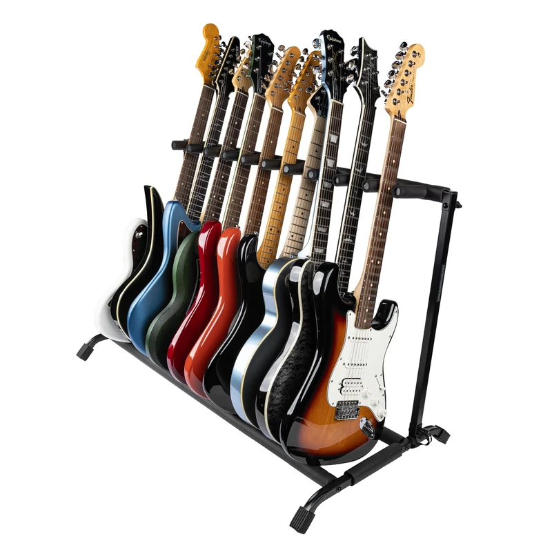 Rok-It RI-GTR-RACK10 Multi Guitar Stand with Folding Design for up to 10 Electric or Acoustic Guitars