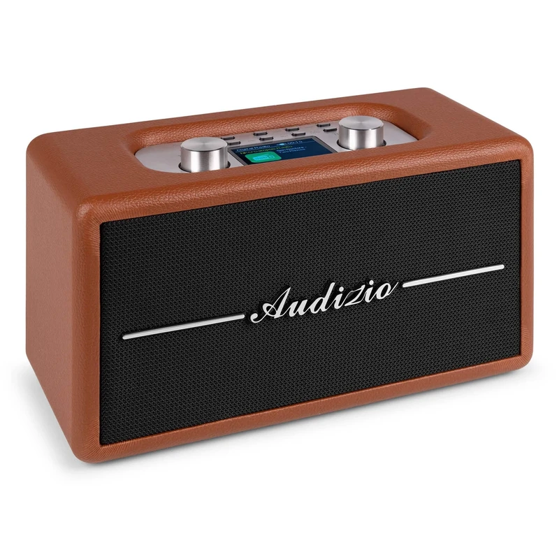 Audizio Tune60 Retro DAB+ Radio with Bluetooth Speaker, FM Digital Radio, USB & MicroSD Playback, LCD Display, Alarm Clock, Brown