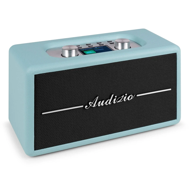Audizio Tune60 Retro DAB+ Radio with Bluetooth Speaker, FM, USB & MicroSD Playback, LCD Display, Alarm Clock, Mains or Battery-Powered – Blue