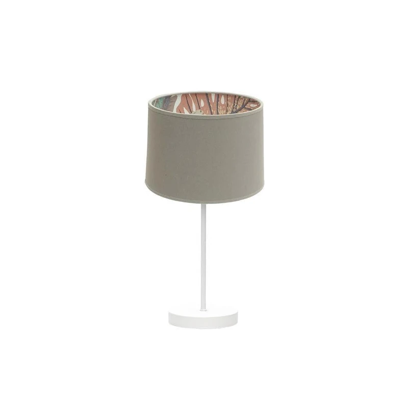 Zarivy Small Table lamp, 1 x E14 Light, White with Taupe Print, Ideal for Decorating Spaces and Creating a Cosy Atmosphere. - Image 1