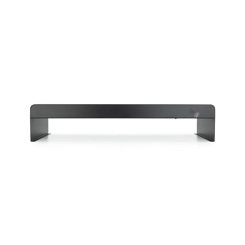 Brightium Monitor Riser Stand with 3 USB Ports, Black, Ideal for Improving Ergonomics and Freeing Up Desk Space.