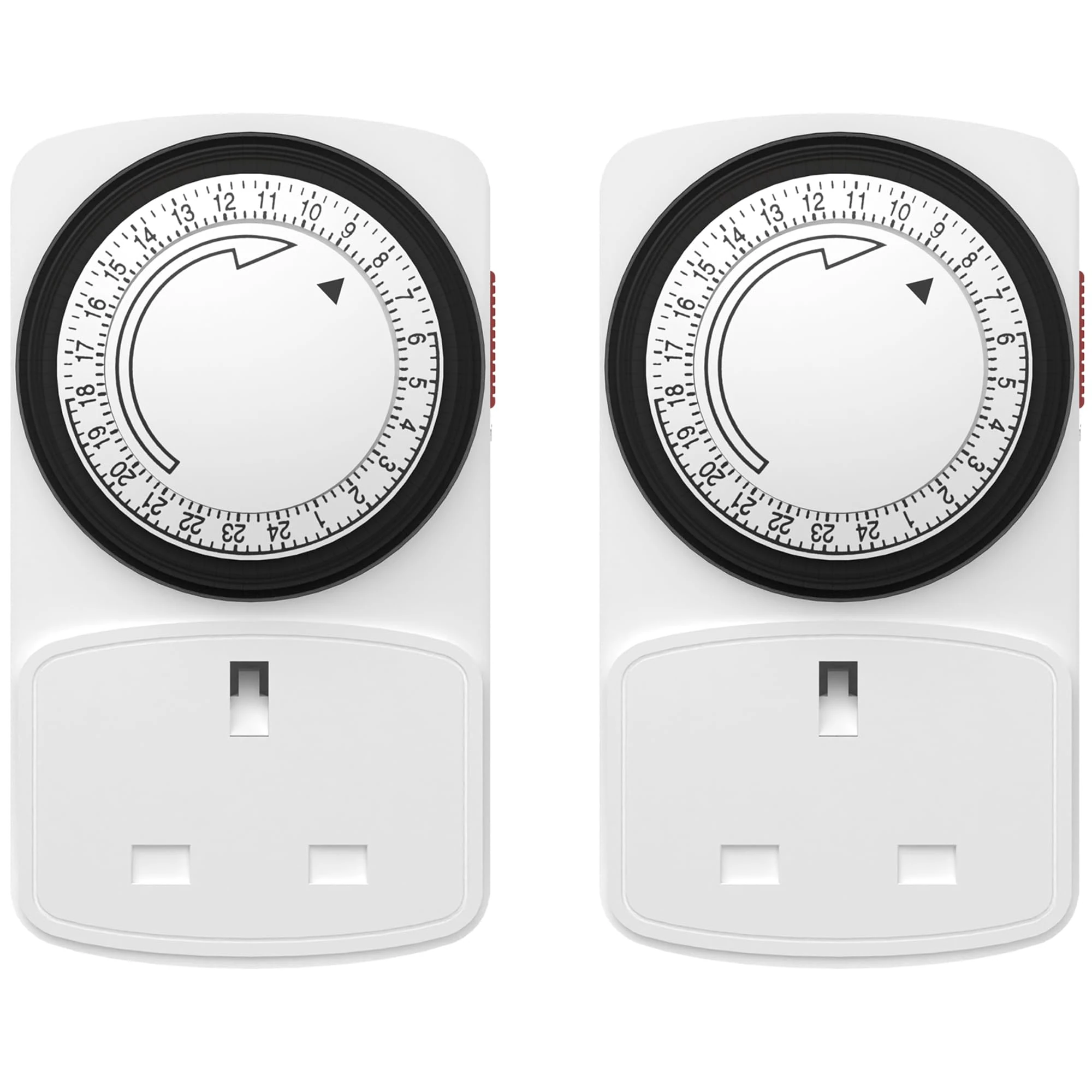 HBN Plug Timer Socket UK,Programmable Segment Plug Timer, for Home Security Light Socket,Lamp(15min,2Pack)