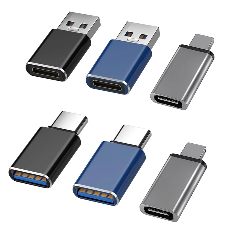 Kenkor [6 Pack USB to USB-C Adaptor & Type-C to Lightning & USB-C to USB Adapter SuperSpeed Data Transfer & Fast Charging for iPhone/PC/Samsung/iPad/Laptop/Car Charger/Flash Disk/Tablet