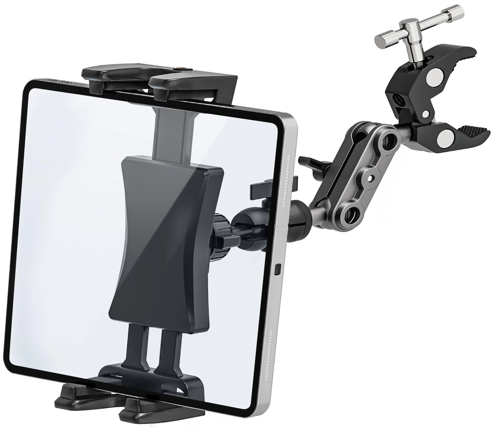 Tendak iPad Holder for Exercise Bike Mic Stand, 360 Adjustable Mount Clamp Bracket Fits iPad Pro 12.9, Air Mini, Surface Pro, Samsung Galaxy Tab, All 4.7-12.9" Phones, Tablets