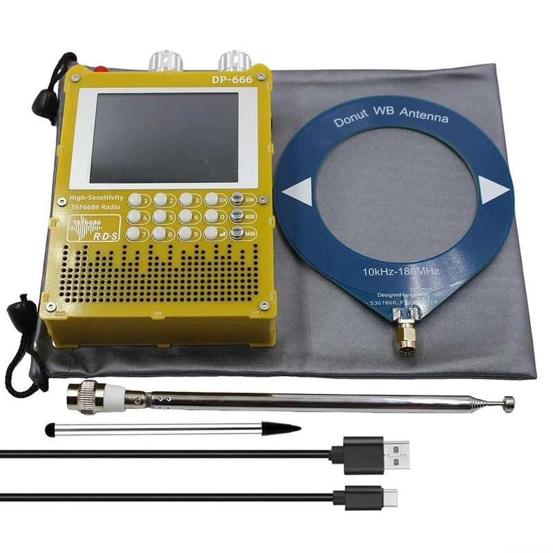 DP-666 Portable Radio, High Sensitivity Radio Full Band FM AM Shortwave Radio with TEF6686 Automotive Chip, Coverage withRDS, 5000mAh Rechargeable Battery(yellow with Antenna)