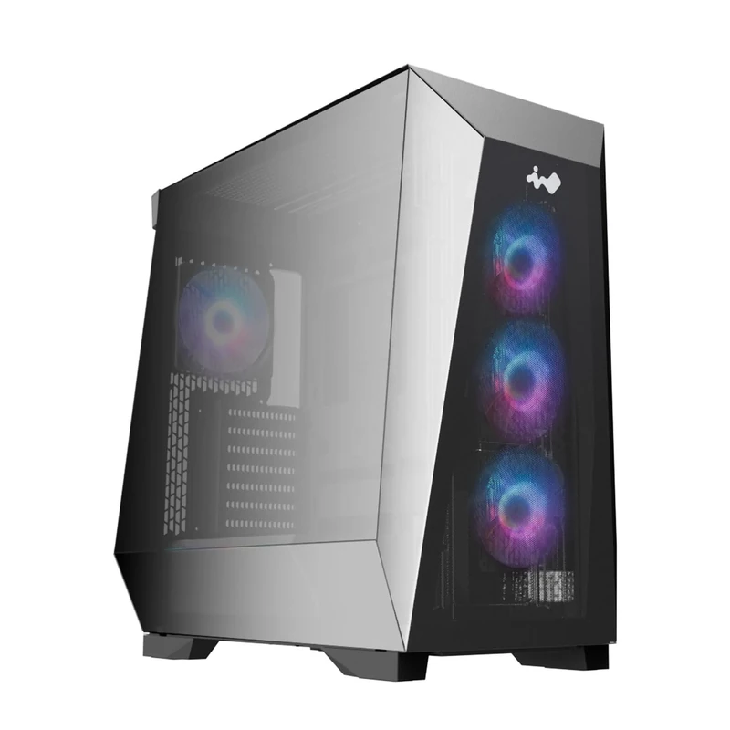 InWin Prism Mid Tower Gaming Chassis-Supports ATX, Mini-ITX-Features Ultra-Wide Panoramic View-GPU Support up to 435mm-Includes 4X Pre-Installed ARGB 120mm Fans (IW-CS-PRISMBLK-4VX120)