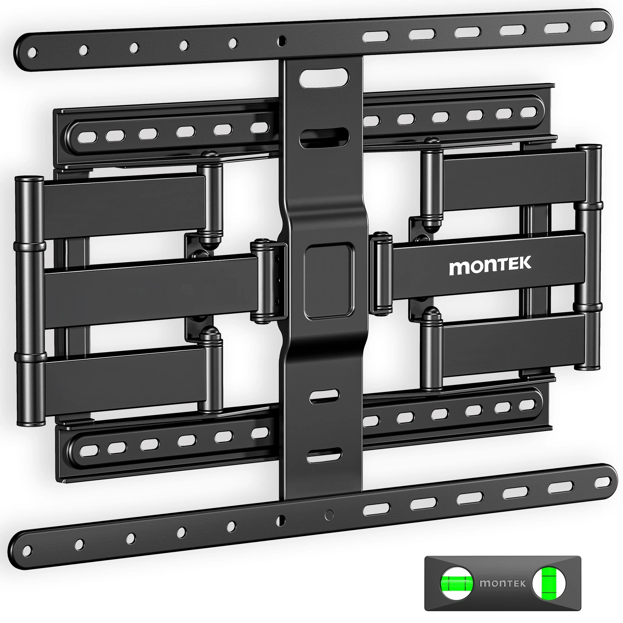 monTEK 1.1" Ultra Slim TV Wall Bracket for 43-90 Inch TVs, Full Motion TV Bracket up to 60kg, Dual Swivel Articulating TV Wall Mount, Max VESA 600x400mm, Fits 16"/18" Studs