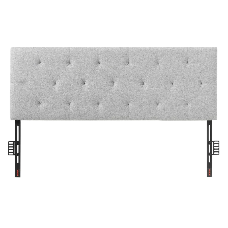VEVOR Headboard, Full Size Headboard with Adjustable Height, Comfortable Diamond Tufted for Full Size Bed, W 56.3 x H（35.6-47.4） inches, Ideal for Bedroom, Hotel, Homestay, Dormitory, Light Grey