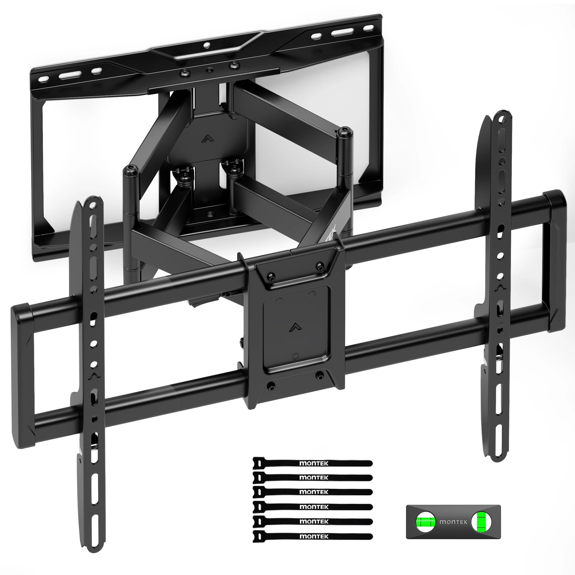 monTEK Heavy Duty Full Motion TV Wall Bracket for 37-90 inch TV up to 75kg, 4X Load Tested, Universal Dual Arm TV Bracket, Articulating, Tool-Free Tilt & Swivel & Extend, Max VESA 600x400