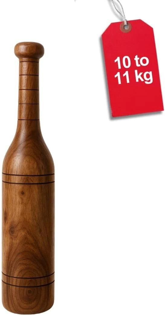 KNK MUGDAR FITNESS BAR INDIAN CLUB MUDGAR BHEEM MACE SHOULDER EQUIPMENT MEEL KARLA KATAI MUGDAL FITNESS DURABLE WOODEN EQUIPMENT (10 to 11 KG)