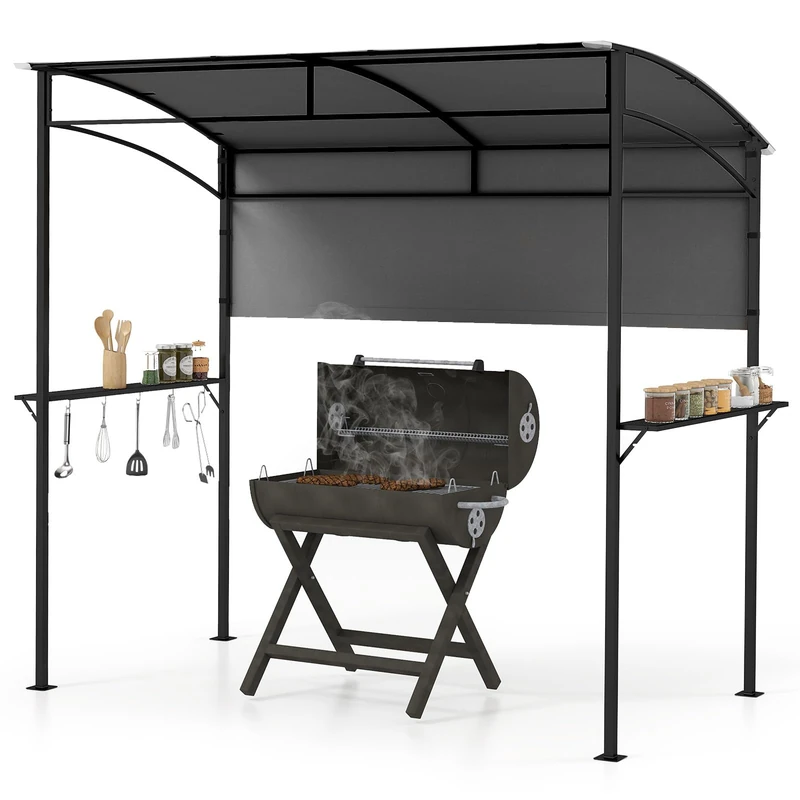 SPOTRAVEL BBQ Grill Gazebo, Outdoor BBQ Shelter (Grey, 239 x 108cm)