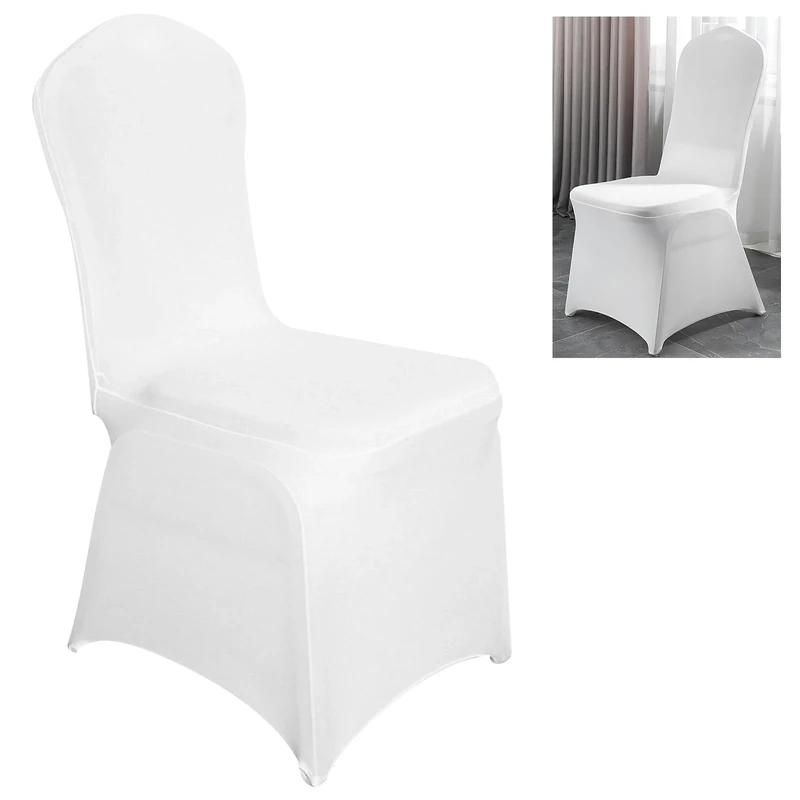 OKSTENCK 100 White Lycra Spandex Stretch Seat Covers，Wedding Celebration Anniversary Chair Covers, Catering Banquet Party Decoration Chair Covers for Parties, Weddings, Catering and Banquets