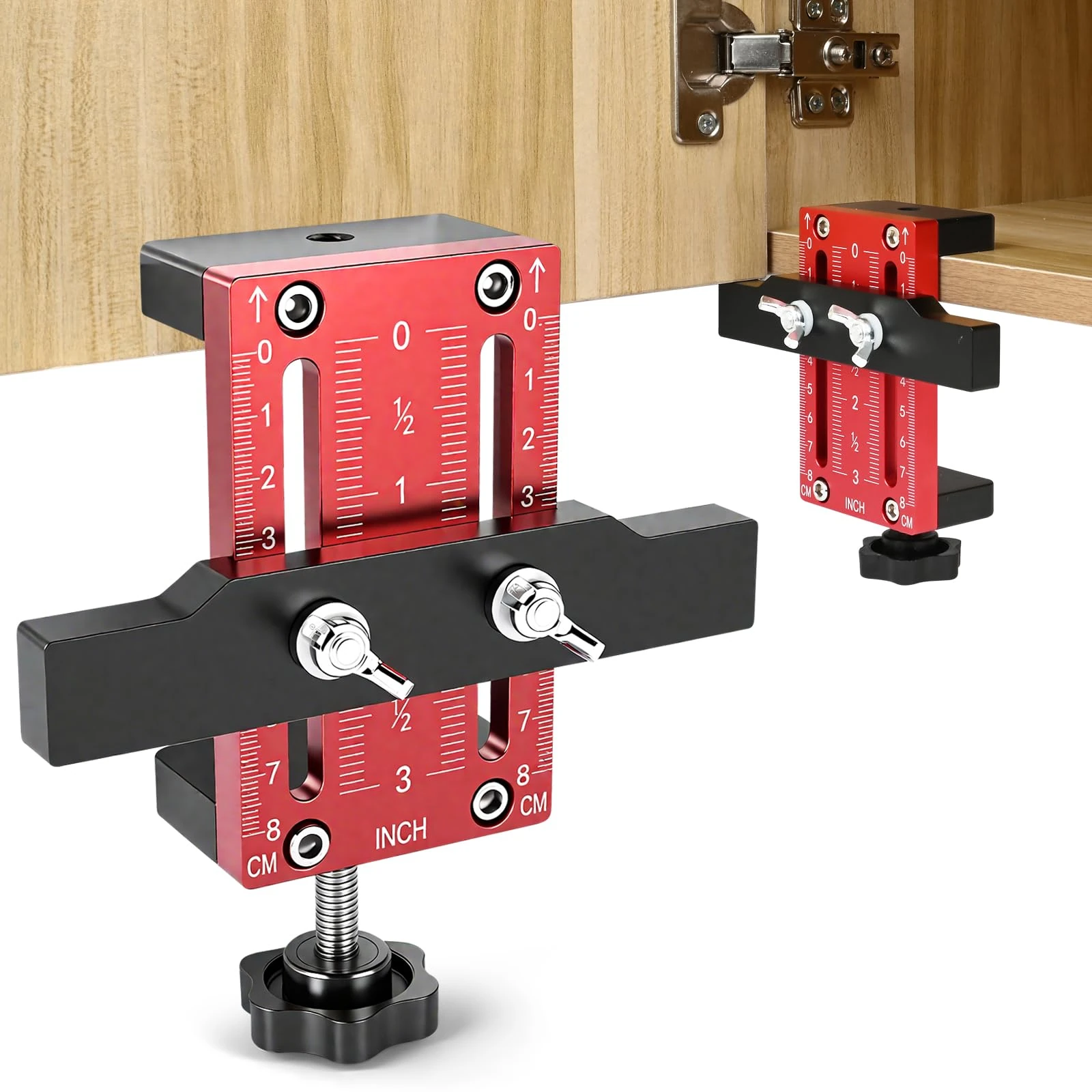 Cabinet Door Mounting Jig, Cabinet Door Installation Positioner for Easy Door Support and Alignment, Cabinet Installation Tool for Mount Hinges, Cabinet Hardware Hinge Jig Clamps Up to 60mm