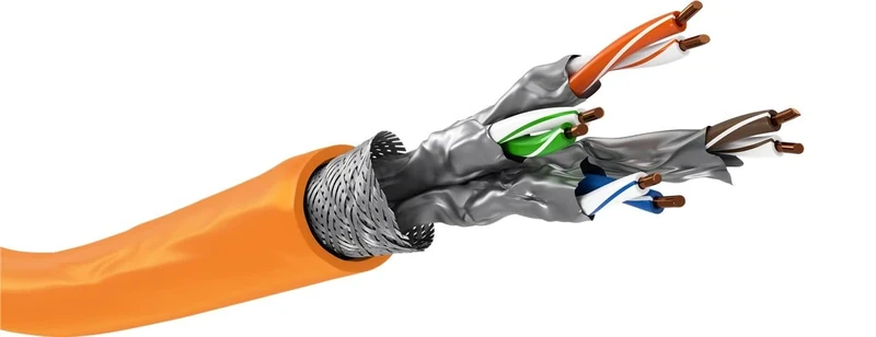 Goobay LAN cable CAT 7A network cable 50m- Orange, S/FTP, High-quality copper conductor, AWG 23/1, LSZH, Double shielded, For PoE/PoE+, Suitable for home and company networks - 75713