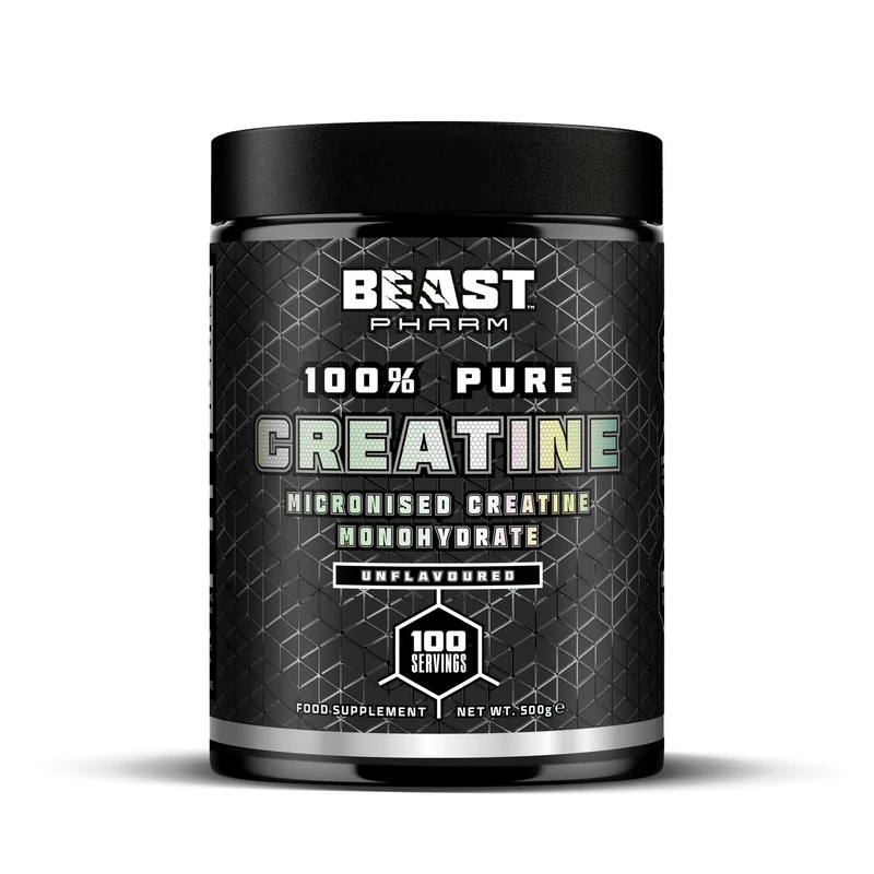 Beast Creatine Monohydrate Powder 100 Servings (500g) Easy Dissolve 100% Pure Micronised Creatine Powder for Strength and Muscles - Unflavoured - Image 1