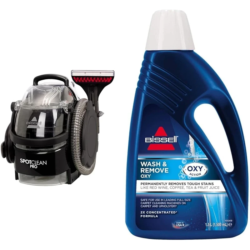 Bundle of BISSELL SpotClean Pro Carpet Cleaner + BISSELL Wash & Remove Deep Clean + Oxy Carpet Cleaning Solution 1.5L (1558E & 1265E)