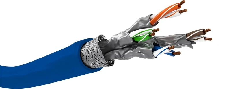 Goobay LAN cable CAT 7 cable 50m - S/FTP, PiMF, Blue, AWG 22/1, Halogen-free, Double shielded, Copper conductor, PoE/PoE+ suitable, For SOHO applications, CPR Dca classified - 75715