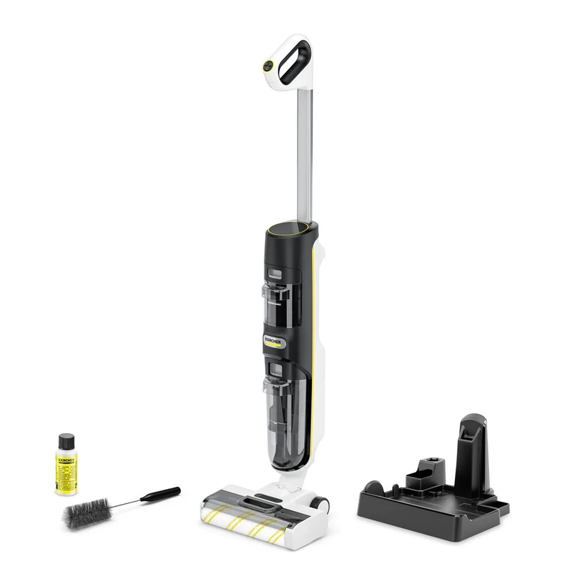 Kärcher FCV 4 Vacuum Cleaner Wiper, Wireless Suction Mop with 4 Cleaning Modes, Battery Life: Approx. 45 Minutes, Surface Capacity per Battery Charge: Approx. 200 m², White/Black