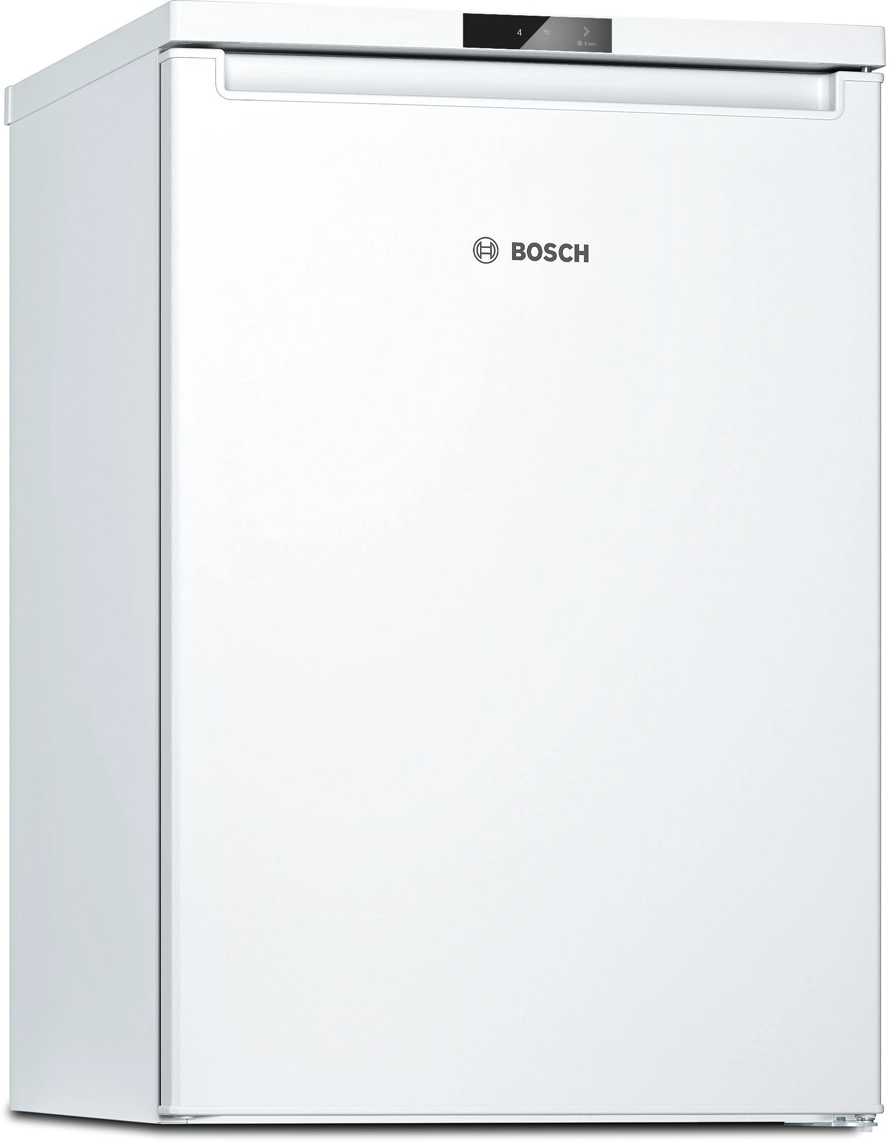 BOSCH, Series 2, KTL15NWEAG, Undercounter Fridge with Icebox, MultiBox, LED light, 2 glass shelves, 3 door shelves, Integrated horizontal handle, door alarm, SuperCooling in White