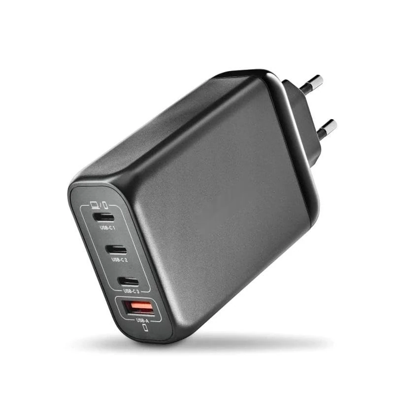 levitantes Ultra-fast 140W charger with 4 ports (3 USB-C, 1 USB-A) Ideal for charging multiple devices simultaneously.