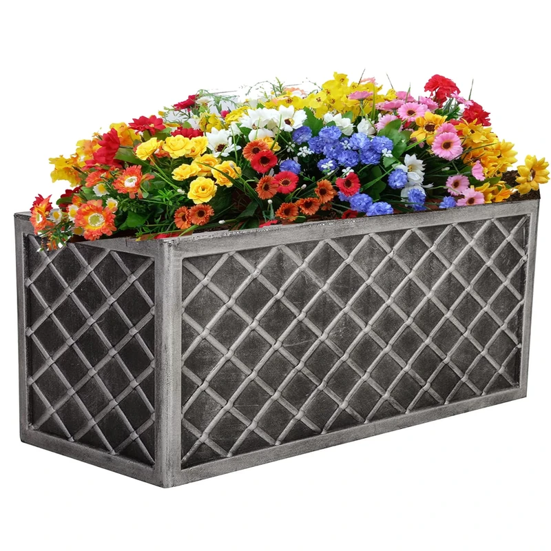 STORM TRADING GROUP Grey Beautiful Stylish Look 70cm Lazio Pewter Trough Garden Decor Long Large Summer Flower Pot Outdoors