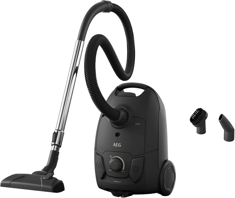 AEG 3000 Series CLEAN Bagged Vacuum Cleaner AB31C1GG, Easy Clean, Compact Design, All Surfaces, Efficient Dust Pickup with DustPro Nozzle, 7.5-metre Action, HEPA Filtration, (dB)78, 3L, Graphite Grey