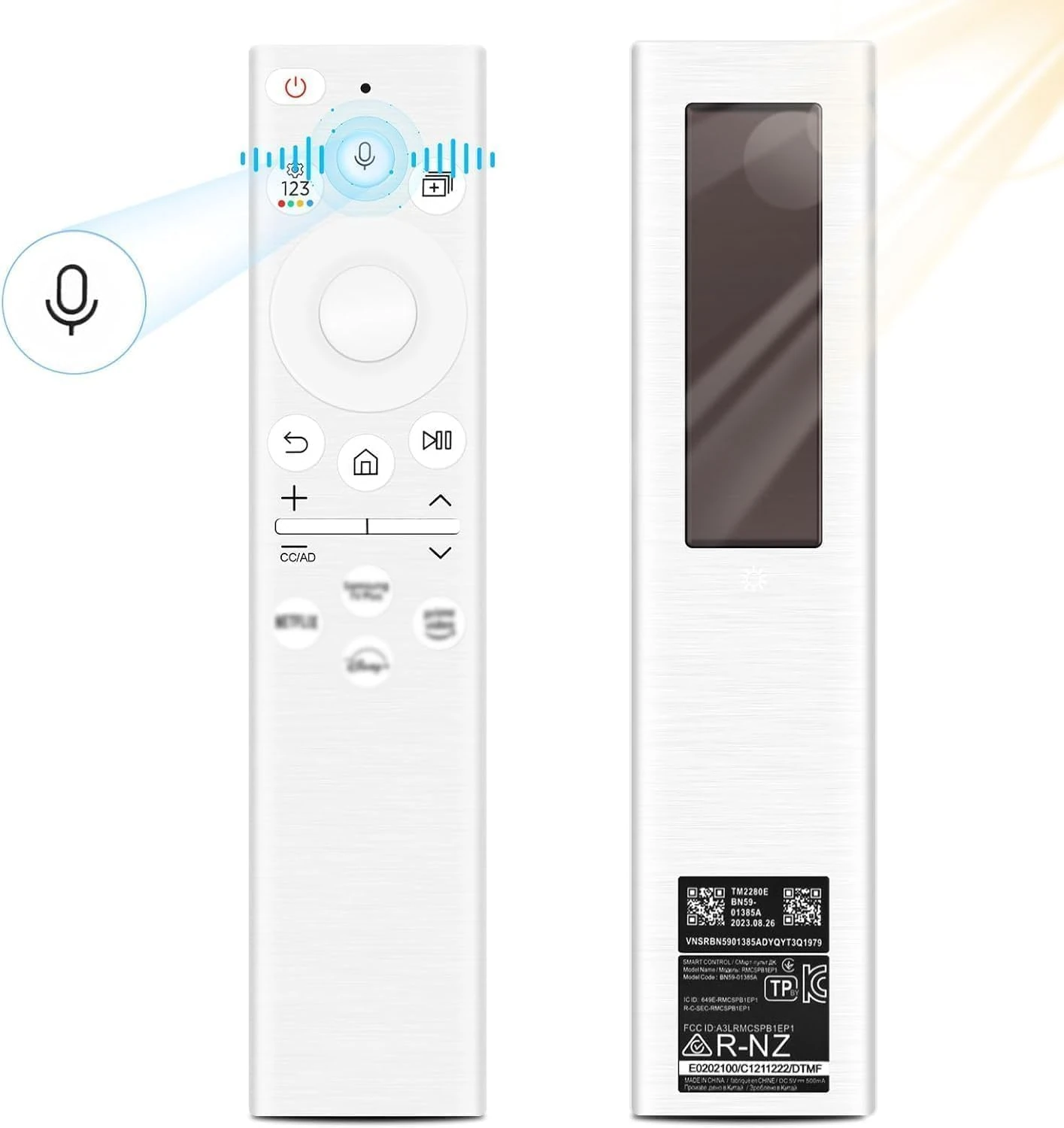 BN59-01391A Replacement remote control for Samsung, universal solar voice remote control for Samsung Smart TVs with 4 shortcut buttons, compatible with The Frame Neo QLED, Crystal UHD series TVs