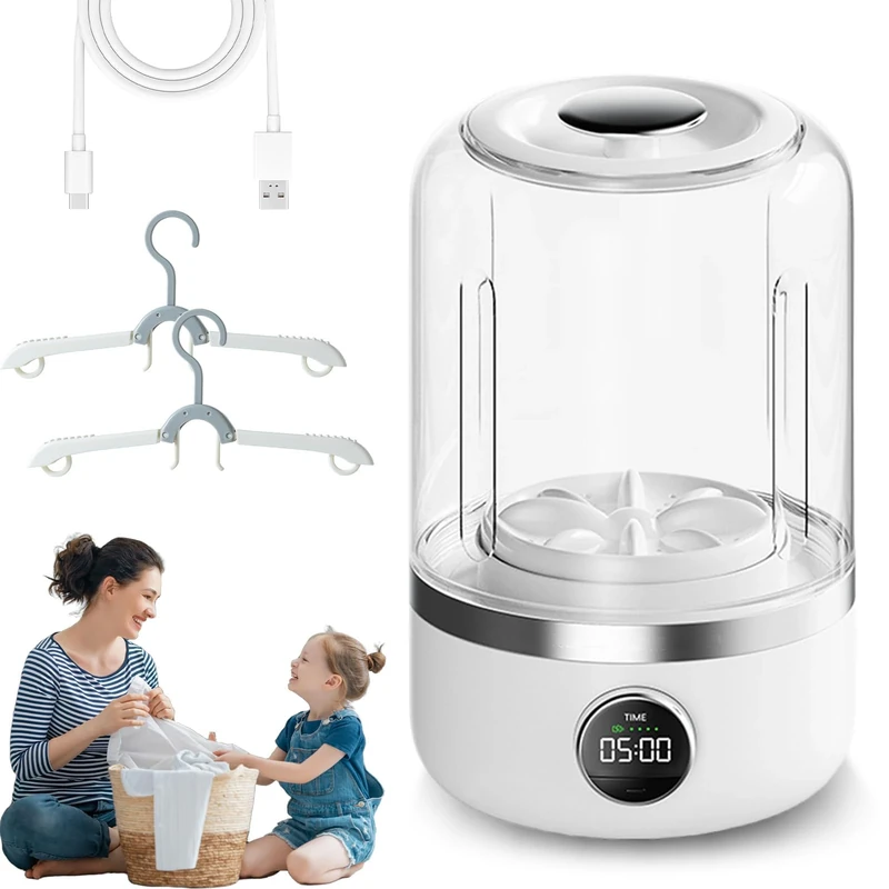 Wireless Washing Machine, Portable Rechargeable mini Washing Machine for Underwear, Two Cleaning Modes, Mini Portable Underwear Washer for Travel, Camping, Rv & Dorms (White)