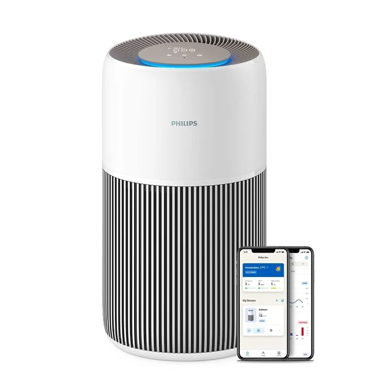 Philips Air Purifier 2200 Series, HEPA NanoProtect + Active Carbon Filter, CADR 420m³/h for 109m², Allergy sufferers, Ultra-quiet, Intelligent and Long-lasting filter (AC2220/10)