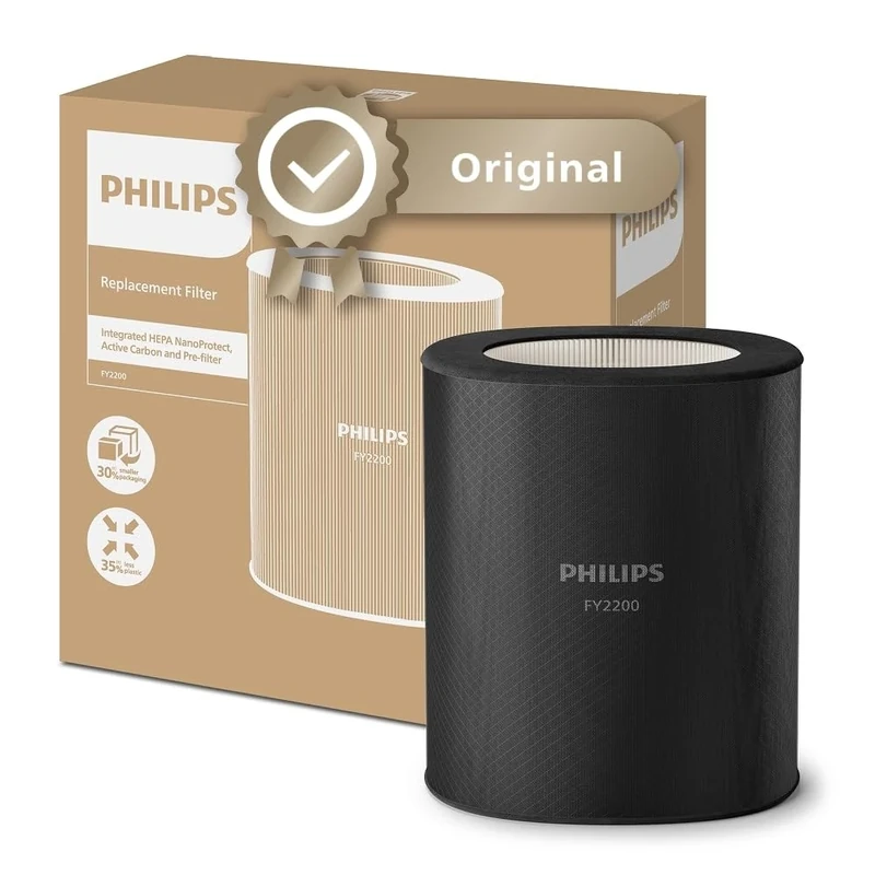 Philips Original Replacement Filter for 2200 Series AC2210, AC2220 and AC2221 Air Purifiers, HEPA NanoProtect + Active Carbon, 36 Months Lifetime, Black/White (FY2200/30)