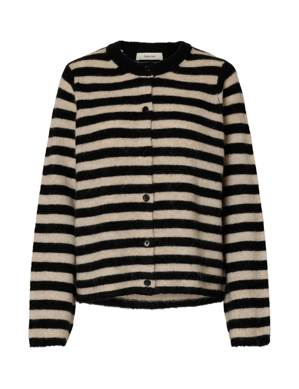 SELECTED WOMEN Slflulu New Ls Knit Cardigan Noos, Black, L