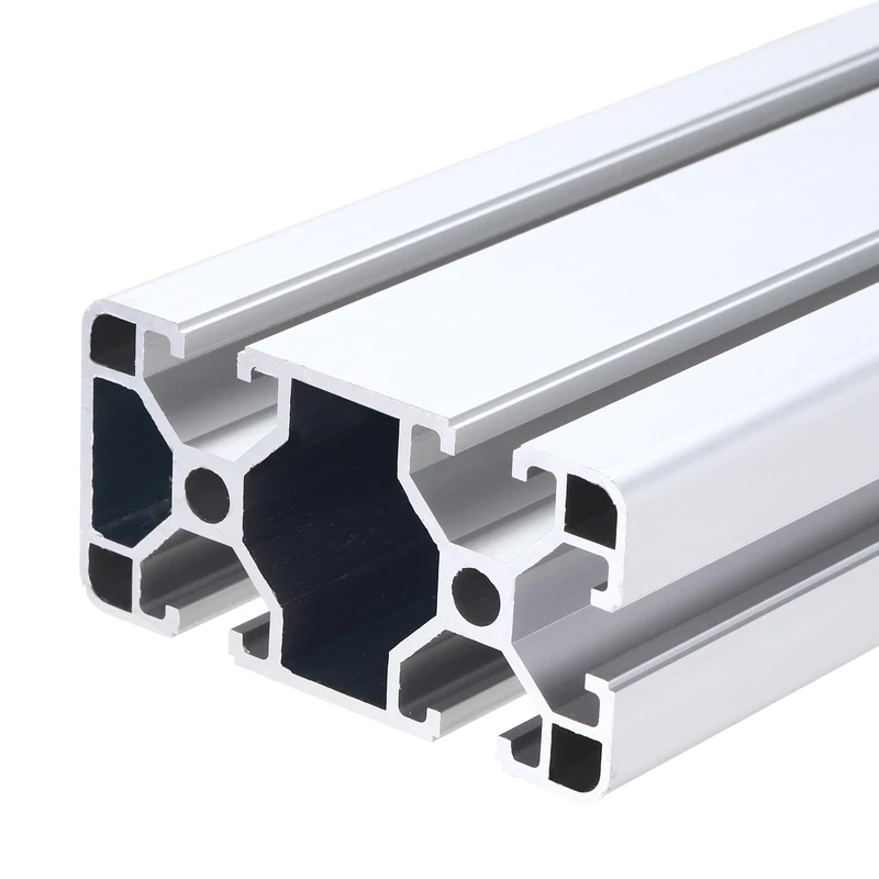 sourcing map 2PCS t Slot 4080 Aluminum Extrusion, 700mm European Standard Anodized Linear Rail Profile for 3D Printer Parts CNC DIY Projects, Silver
