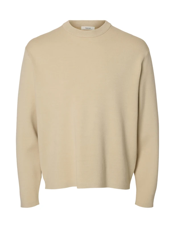 SELECTED MEN Slhteller Fn Relaxed Crew Neck Noos, Oatmeal, S