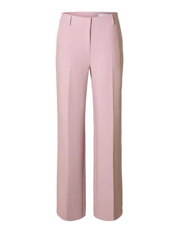 SELECTED WOMEN Slfrita Mw Wide Pant Mel Noos, Bleached Mauve, 38W x 30L - Image 1
