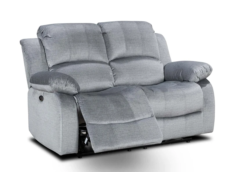 Grey Chenille 2 Seater Recliner Sofa | 3 Positions, Easy 160° Electric Recline | Elegant Upholstery | Ideal for Couples, Elderly, Loveseat for Lounge, Gaming Room or Living Room | Valencia