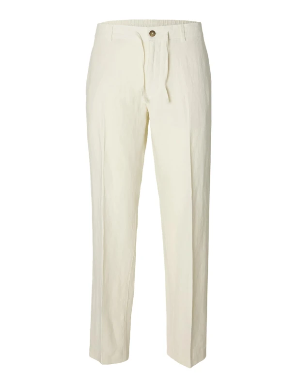 SELECTED MEN Slh196-Straight Leroy Linen BLD PNT Noos, Cloud Dancer, S