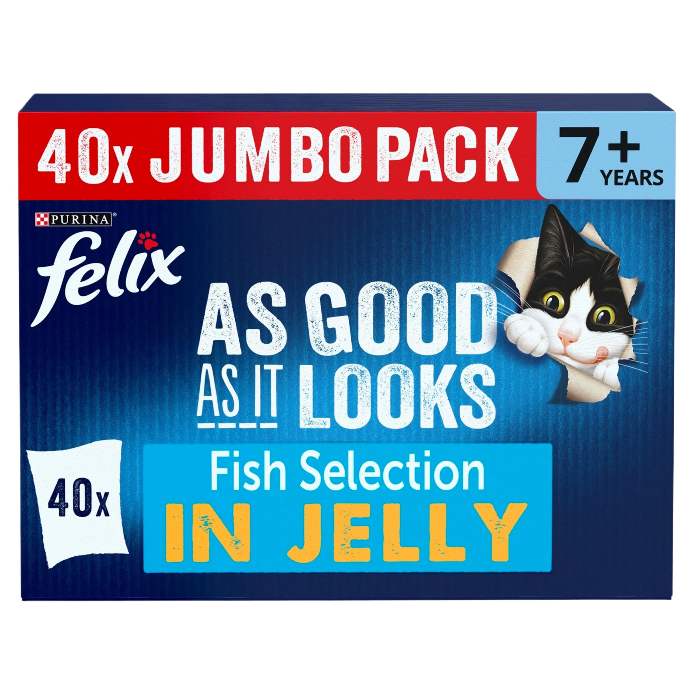 FELIX As Good As it Looks Senior 7+ Fish Selection in Jelly Wet Cat Food 40x85g