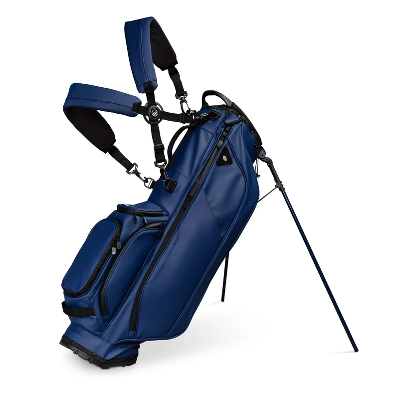 Sunday Golf Ryder S Class Full Size Golf Bag - Water-Resistant Vegan Leather, Golf Bags for Men, Easy-Clean Surface, Golf Stand Bag with Backpack Strap, 5-Way Divider, Navy