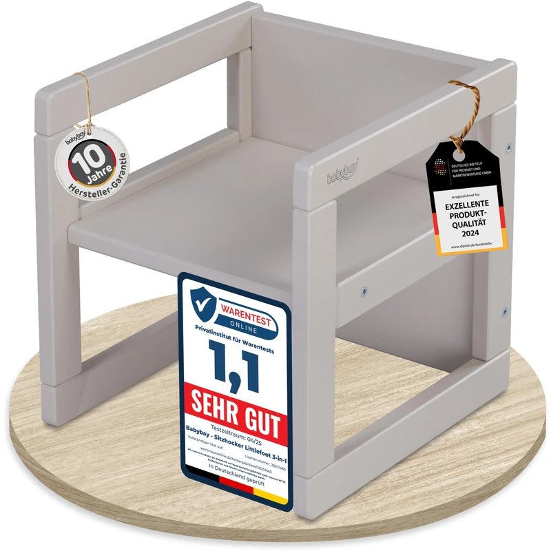 babybay Littlefoot Stool for Children 3-in-1 Chair/Table Painted Beige