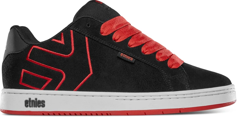 etnies Fader - Classic Skate Cupsole, Reinforced Build, Cushioned Feel, Everyday Sneakers - Black/Red - 6.5