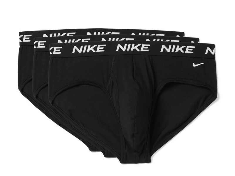 Nike Men's All Day Cotton Stretch Hip Brief W/Fly Underwear (3-Pack), Black/Black/Black, XXL