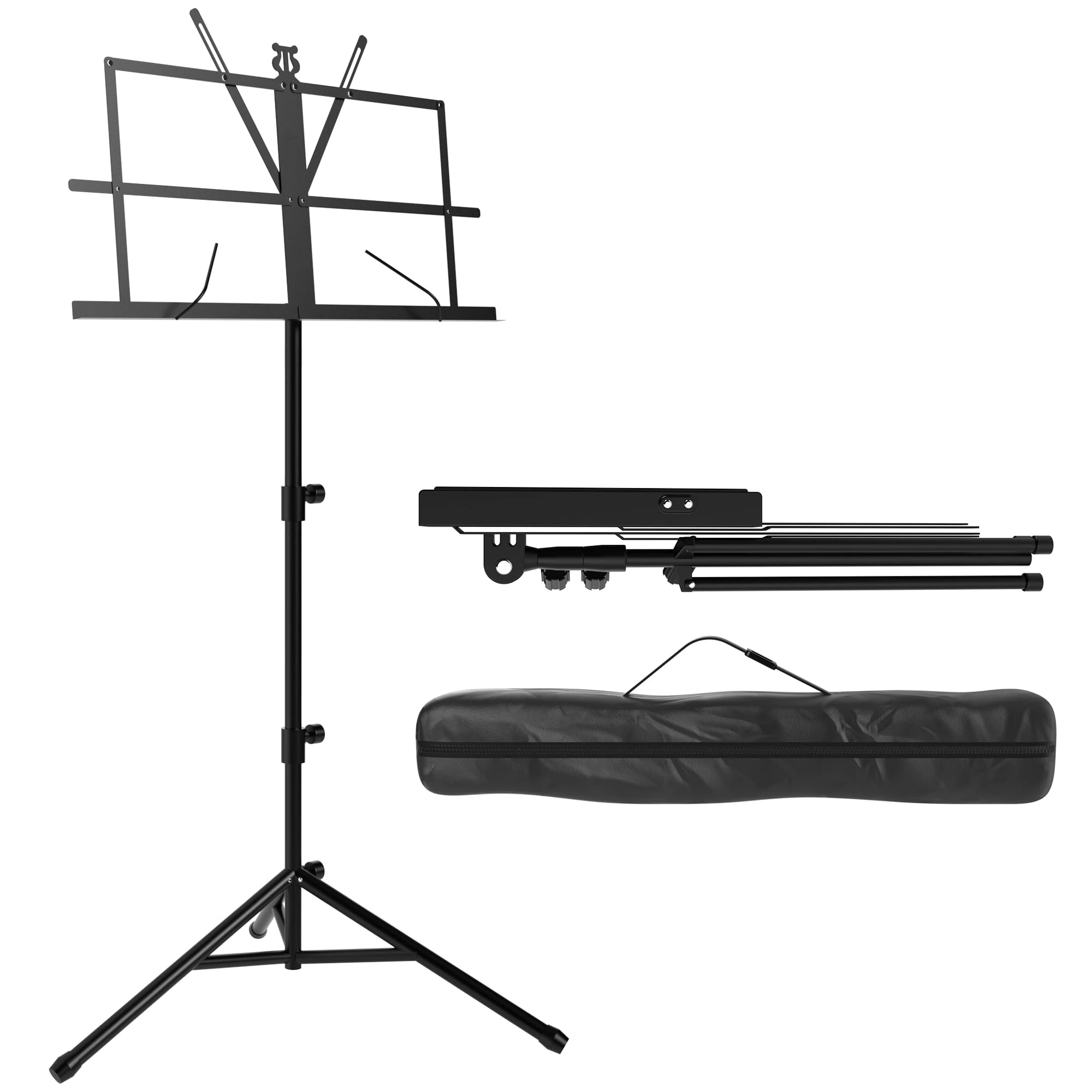 ZENO Music Stand | Music Stands for Sheet Music, Books, Notes | Music Sheet Stand with Music Sheet Clip Holder, Foldable Design & FREE Carry Bag | Heavy Duty Stand | Easy To Carry | Unfolds In Seconds